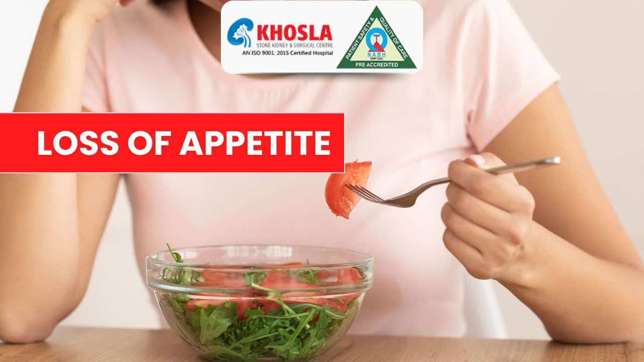 Brighten image of woman eating fresh salad highlighting kidney stone and surgical center expertise.